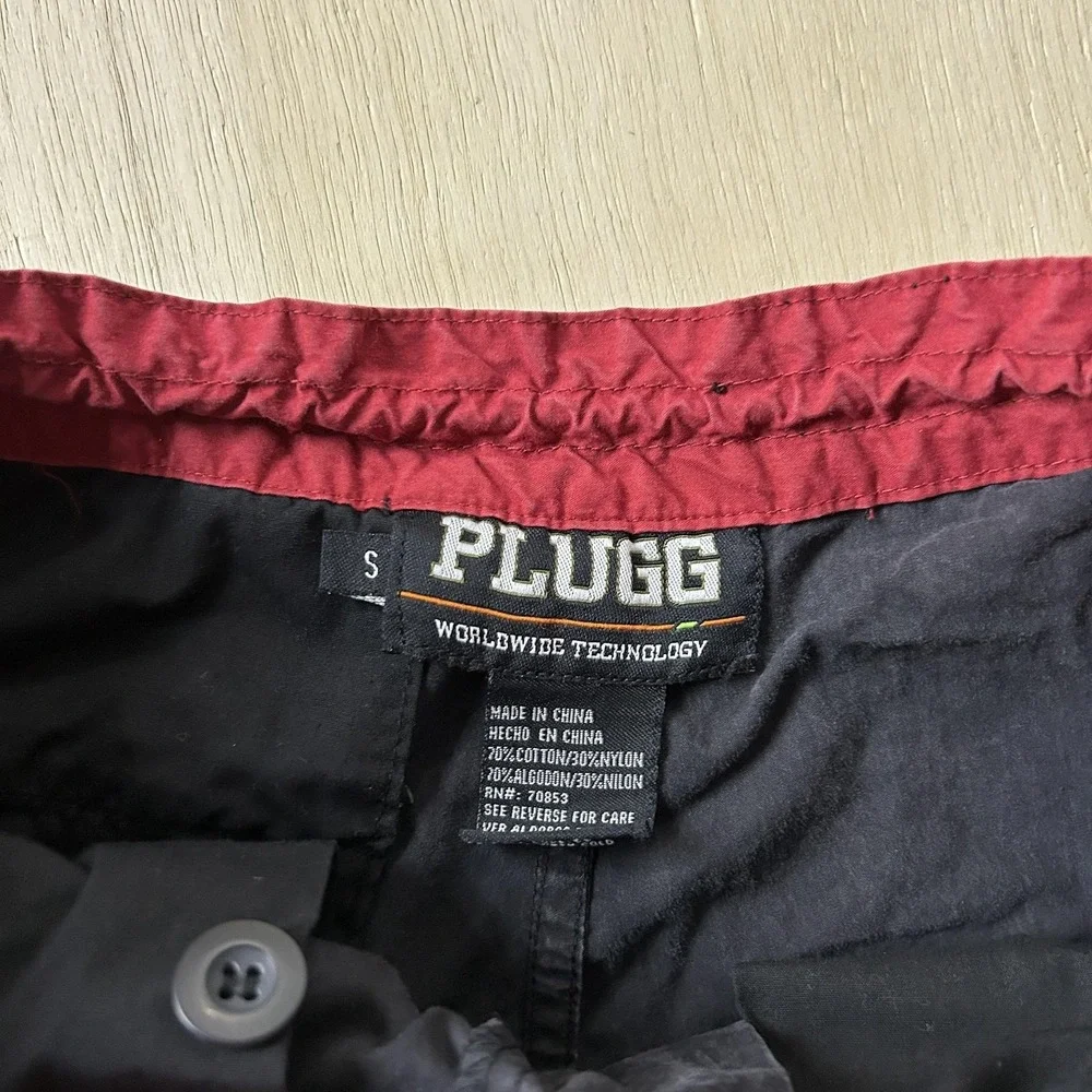 Plugg Cargo Shorts Mens Small 28 Black Microfiber Elastic 12 Inseam Outdoor